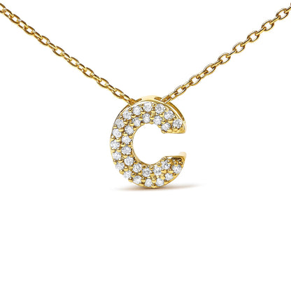 10K Yellow Gold Diamond Accent "A-Z" Initial Bubble Pendant Necklace