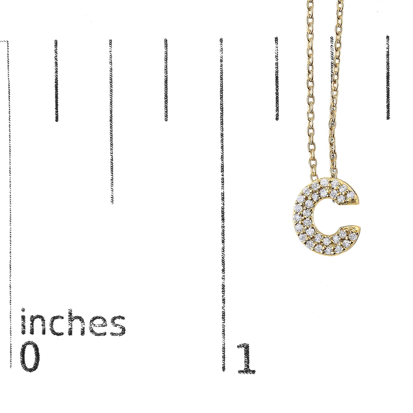 10K Yellow Gold Diamond Accent "A-Z" Initial Bubble Pendant Necklace