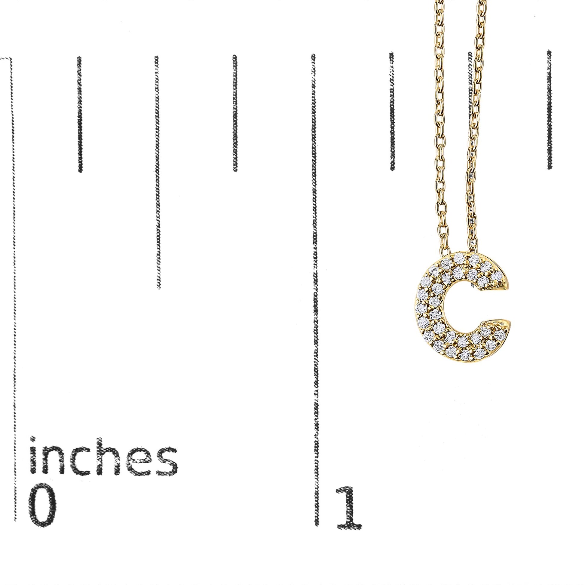 10K Yellow Gold Diamond Accent "A-Z" Initial Bubble Pendant Necklace