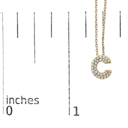 10K Yellow Gold Diamond Accent "A-Z" Initial Bubble Pendant Necklace