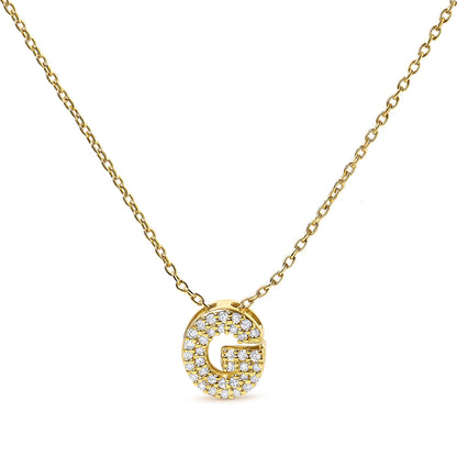 10K Yellow Gold Diamond Accent "A-Z" Initial Bubble Pendant Necklace