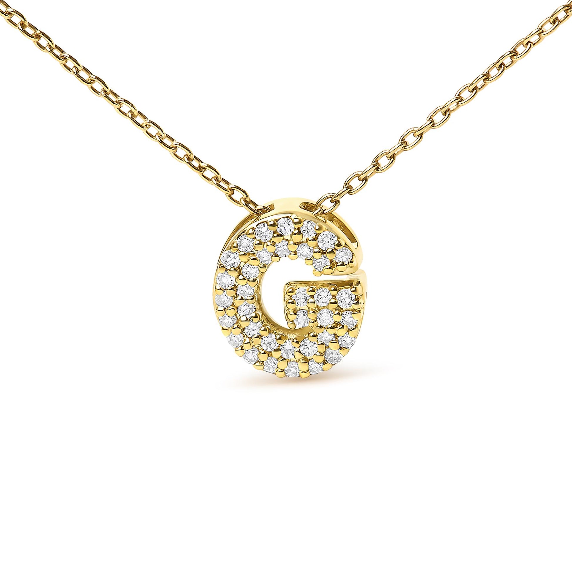 10K Yellow Gold Diamond Accent "A-Z" Initial Bubble Pendant Necklace