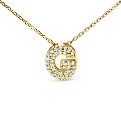10K Yellow Gold Diamond Accent "A-Z" Initial Bubble Pendant Necklace