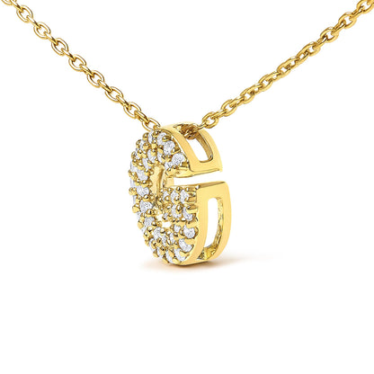 10K Yellow Gold Diamond Accent "A-Z" Initial Bubble Pendant Necklace