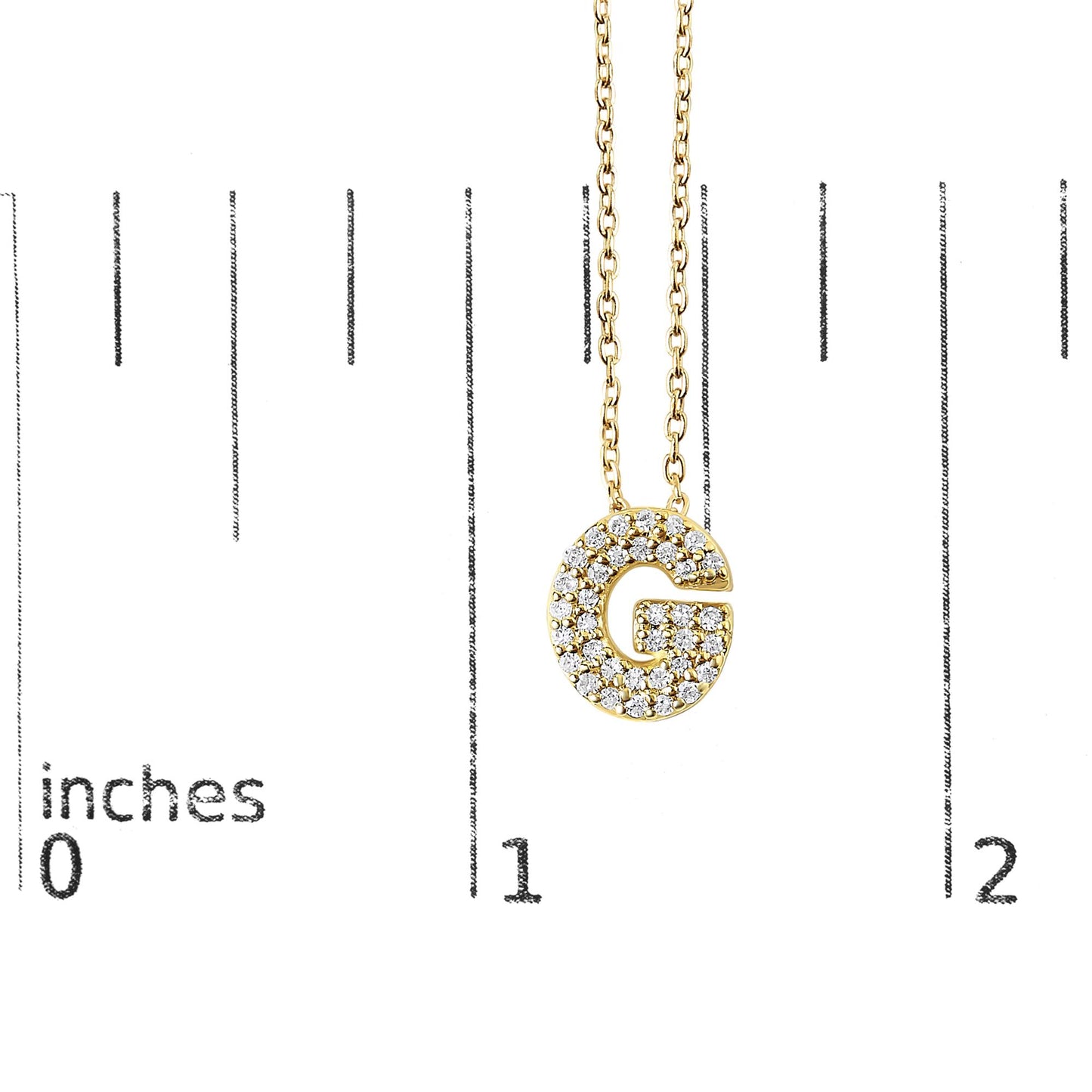 10K Yellow Gold Diamond Accent "A-Z" Initial Bubble Pendant Necklace