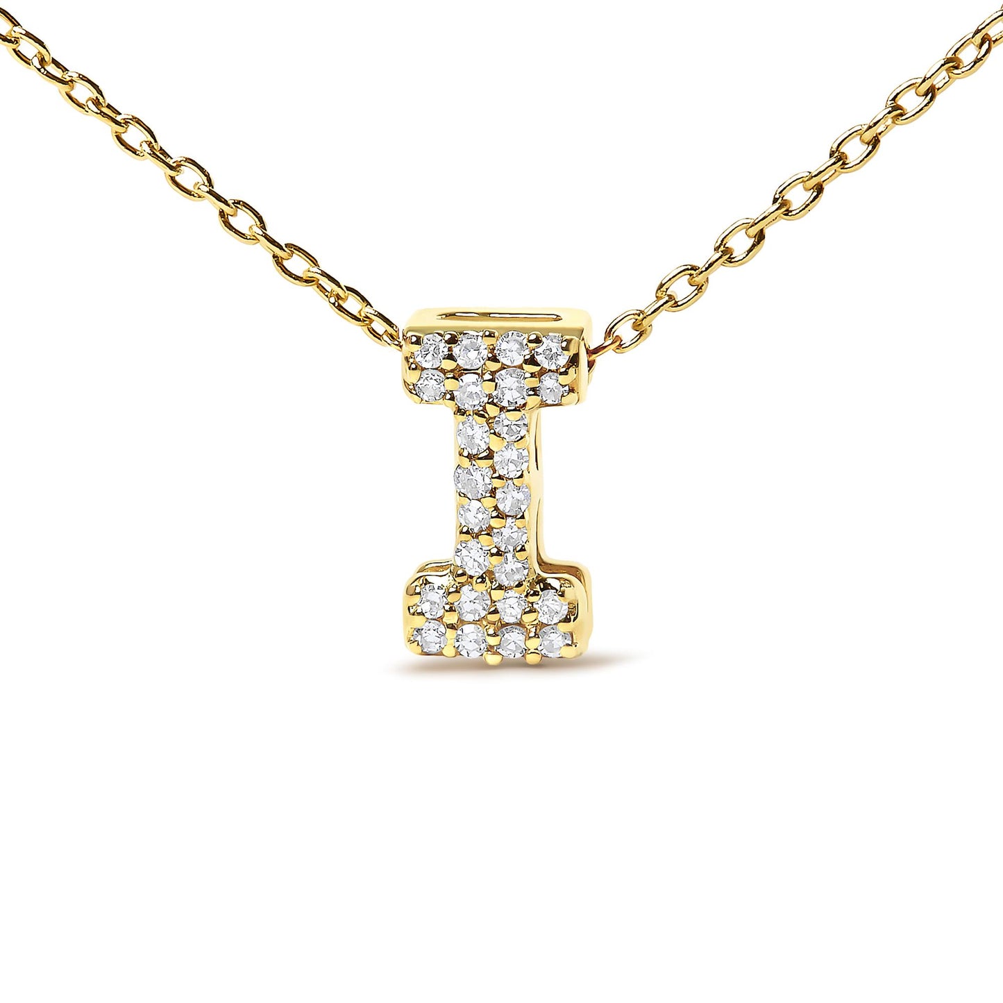 10K Yellow Gold Diamond Accent "A-Z" Initial Bubble Pendant Necklace