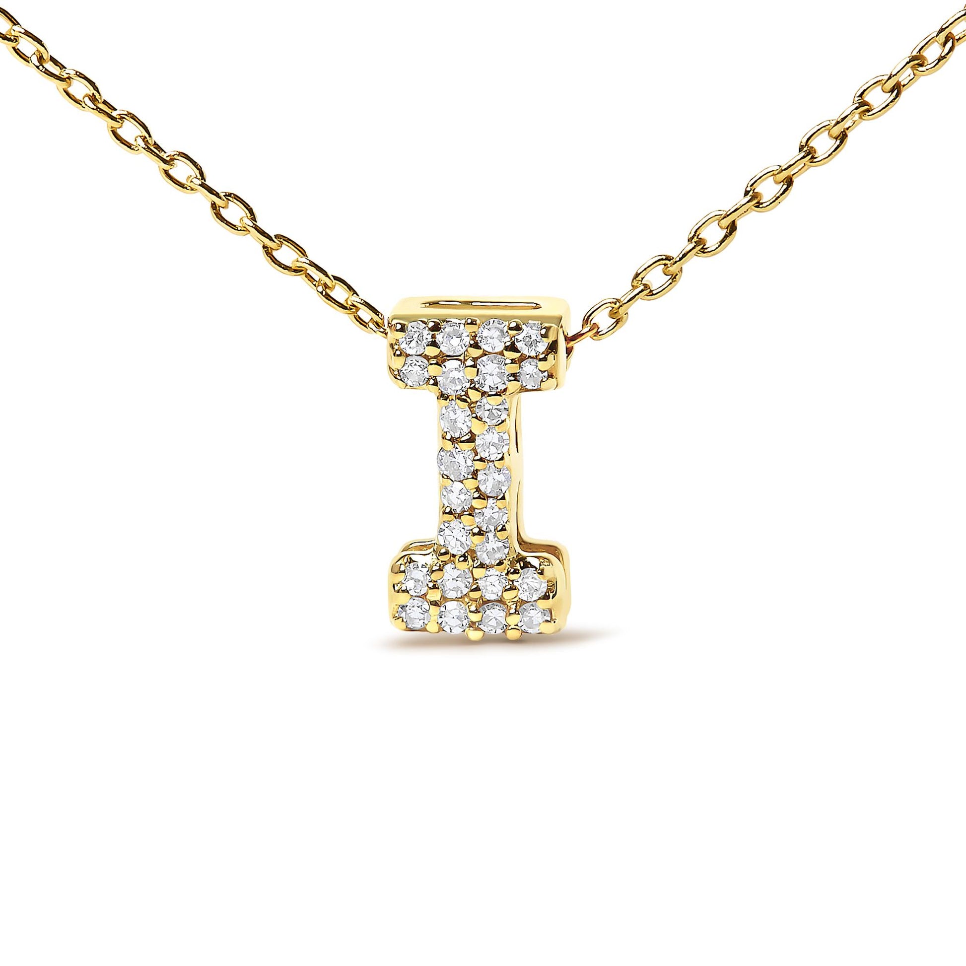10K Yellow Gold Diamond Accent "A-Z" Initial Bubble Pendant Necklace