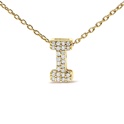 10K Yellow Gold Diamond Accent "A-Z" Initial Bubble Pendant Necklace