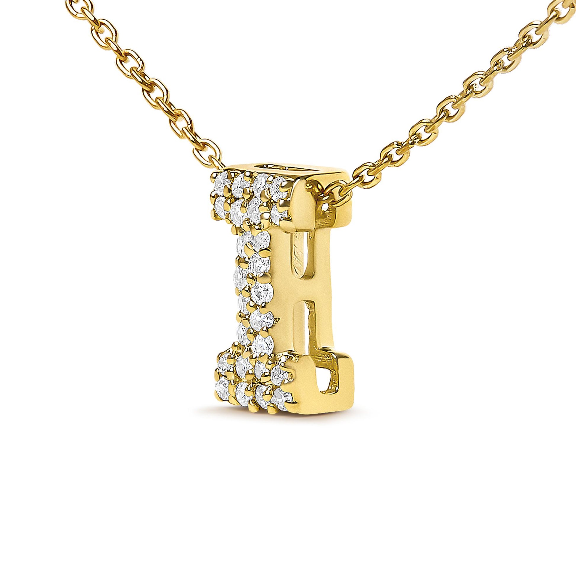 10K Yellow Gold Diamond Accent "A-Z" Initial Bubble Pendant Necklace