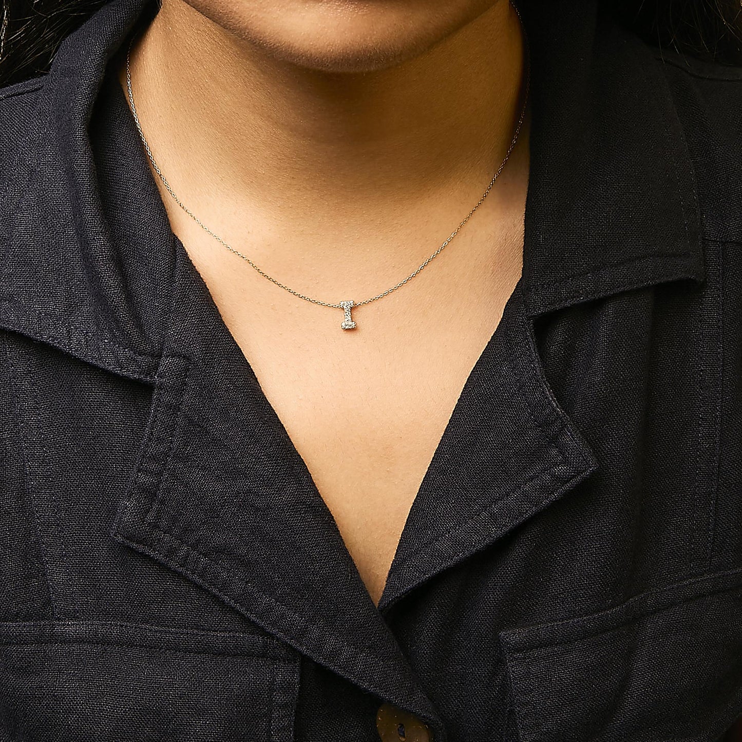 10K Yellow Gold Diamond Accent "A-Z" Initial Bubble Pendant Necklace