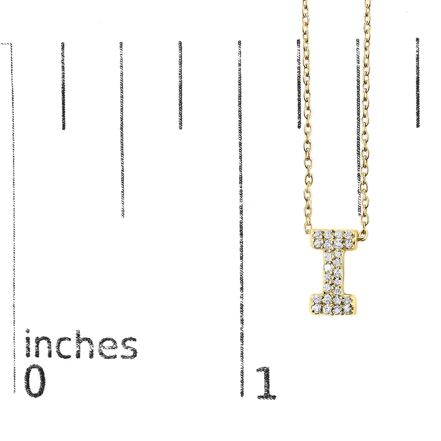 10K Yellow Gold Diamond Accent "A-Z" Initial Bubble Pendant Necklace