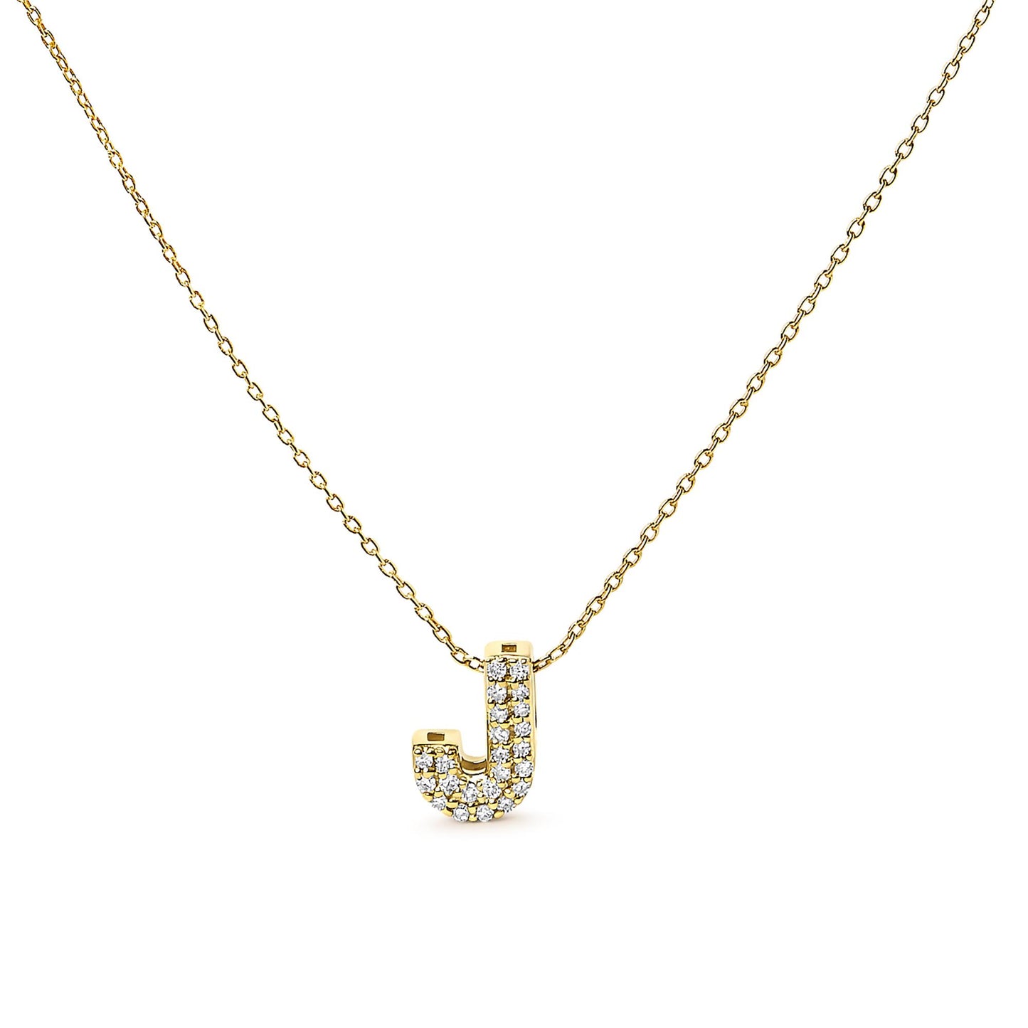 10K Yellow Gold Diamond Accent "A-Z" Initial Bubble Pendant Necklace