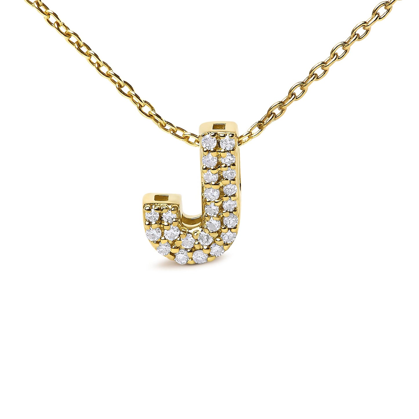 10K Yellow Gold Diamond Accent "A-Z" Initial Bubble Pendant Necklace