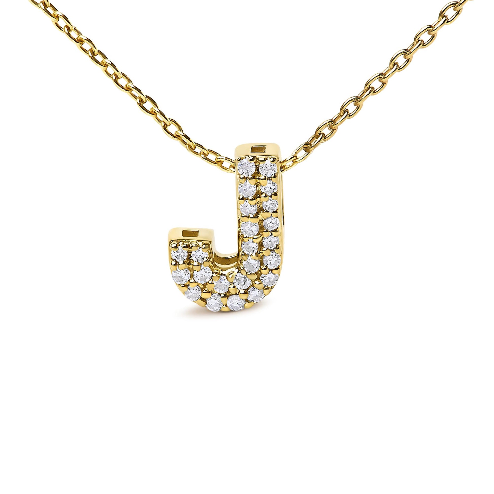 10K Yellow Gold Diamond Accent "A-Z" Initial Bubble Pendant Necklace