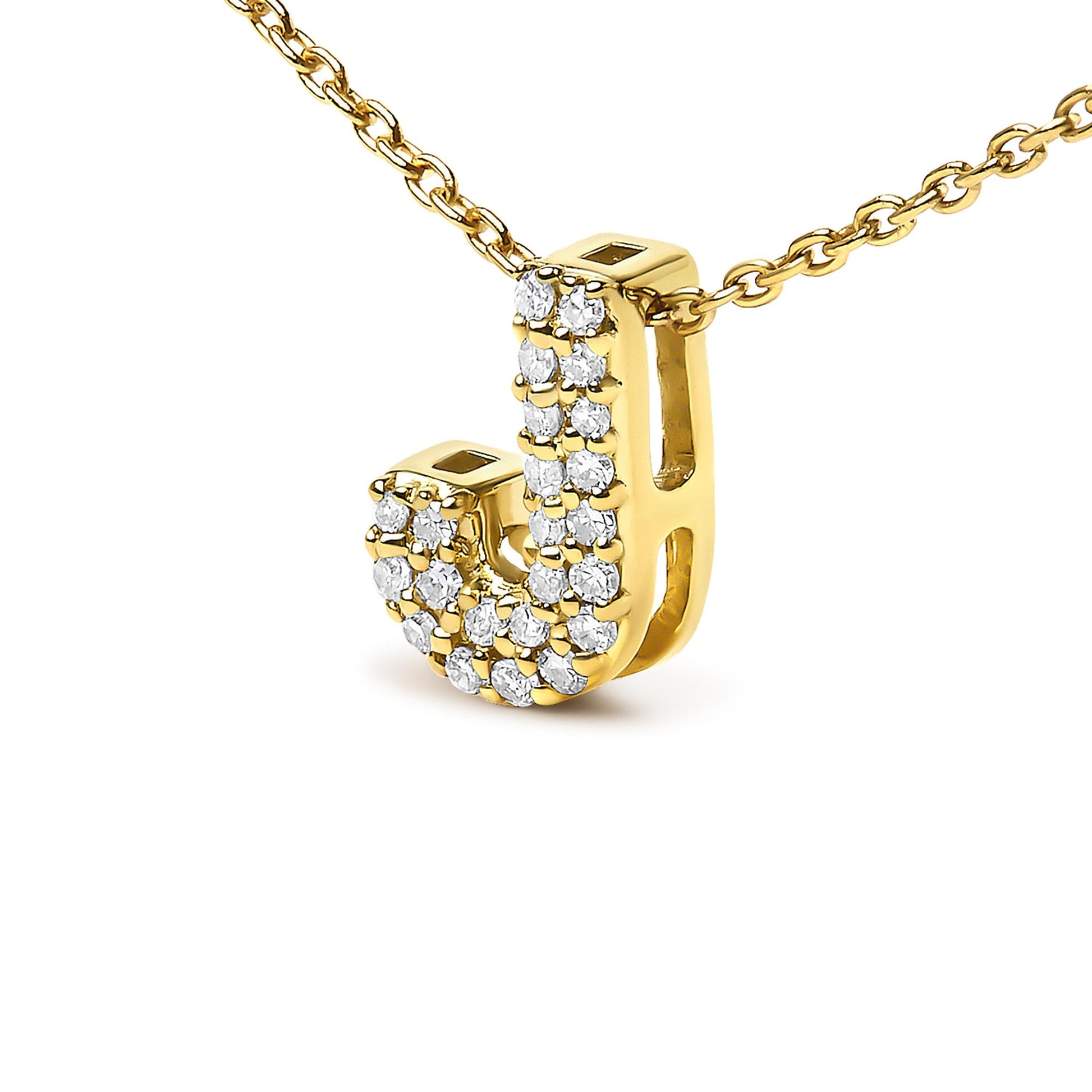 10K Yellow Gold Diamond Accent "A-Z" Initial Bubble Pendant Necklace