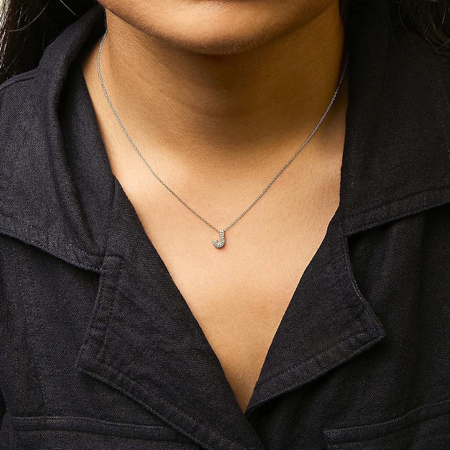 10K Yellow Gold Diamond Accent "A-Z" Initial Bubble Pendant Necklace