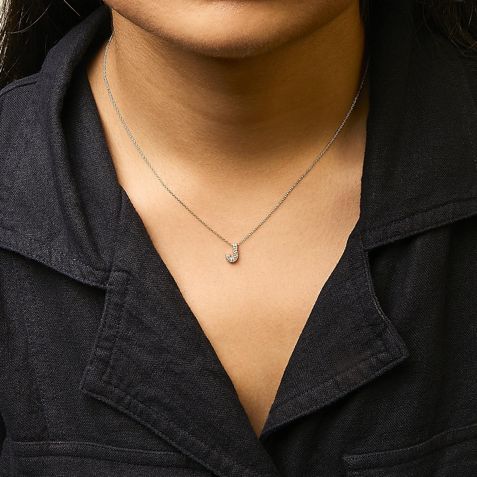 10K Yellow Gold Diamond Accent "A-Z" Initial Bubble Pendant Necklace