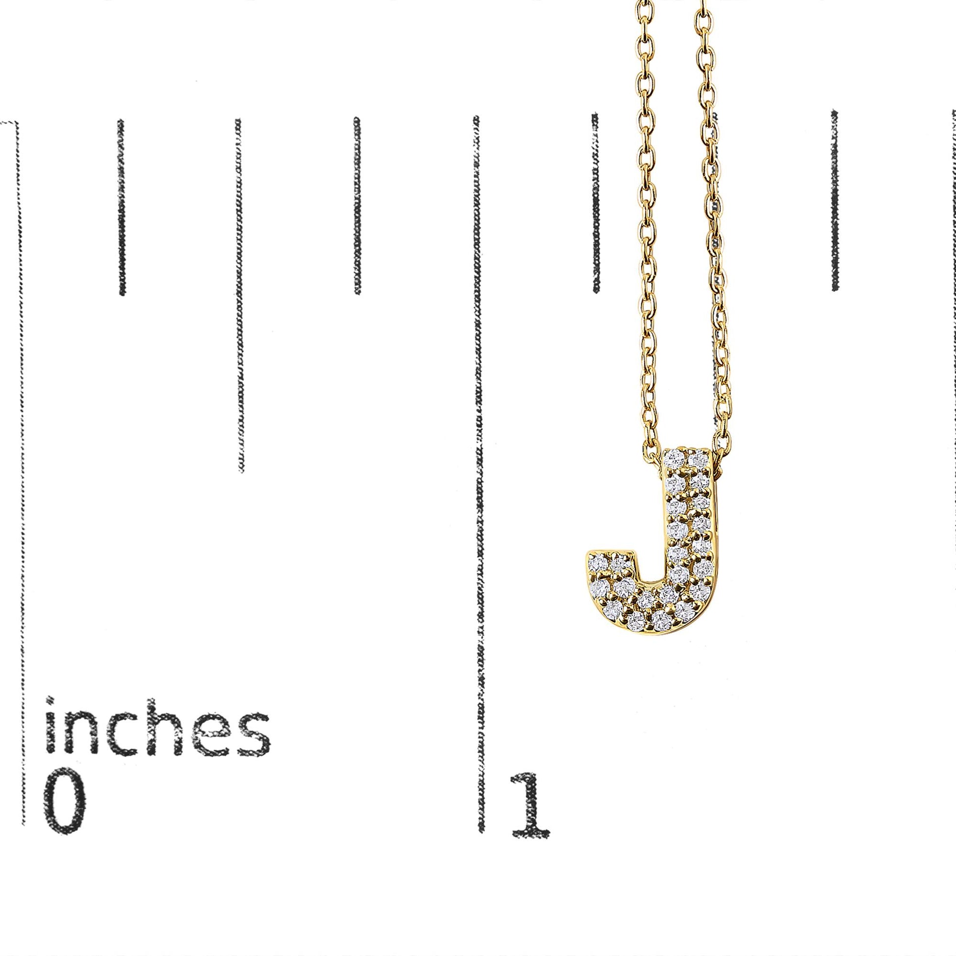 10K Yellow Gold Diamond Accent "A-Z" Initial Bubble Pendant Necklace