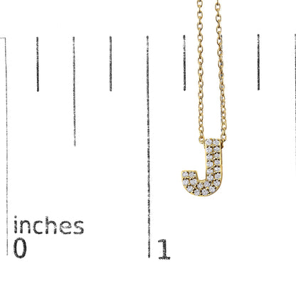 10K Yellow Gold Diamond Accent "A-Z" Initial Bubble Pendant Necklace