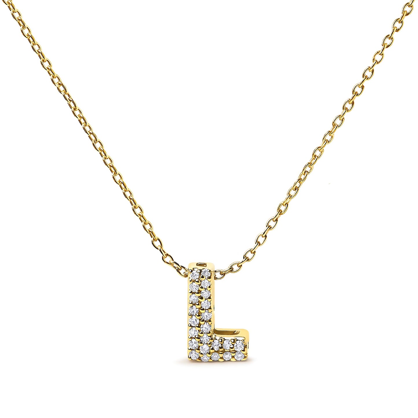 10K Yellow Gold Diamond Accent "A-Z" Initial Bubble Pendant Necklace