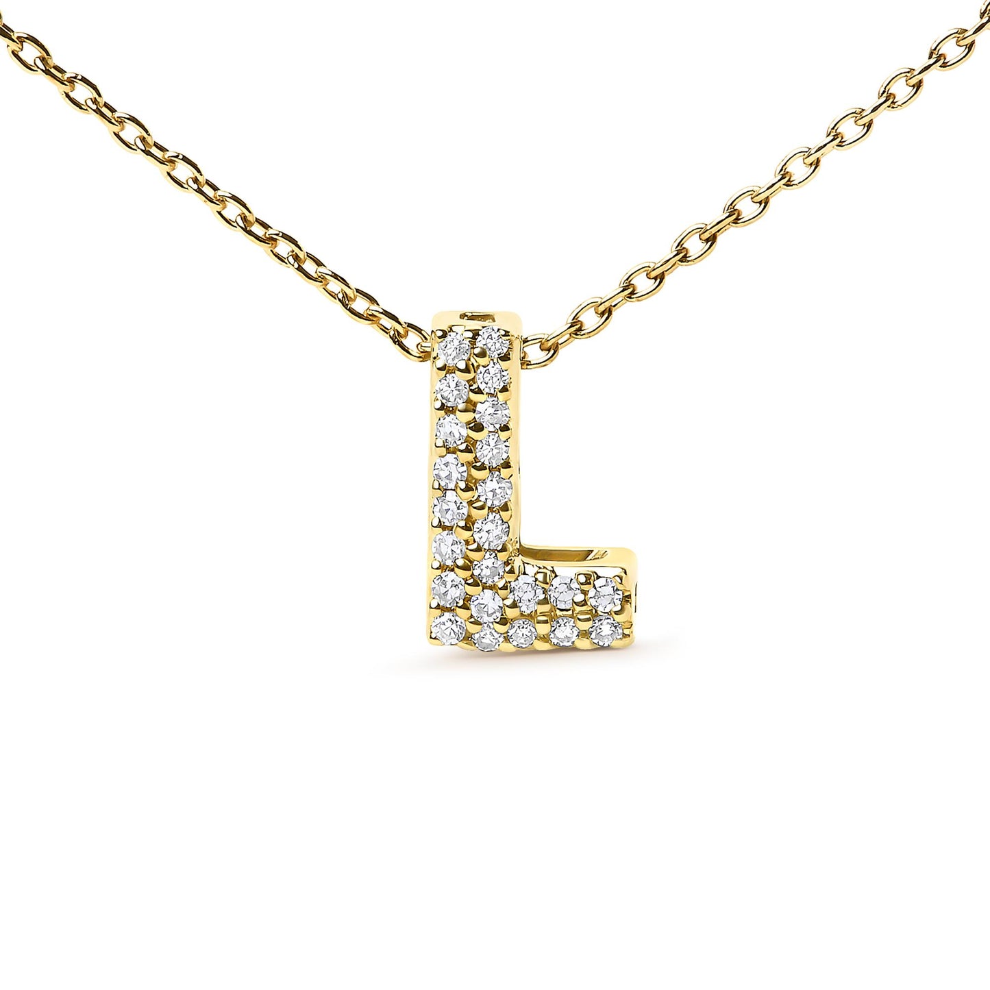 10K Yellow Gold Diamond Accent "A-Z" Initial Bubble Pendant Necklace