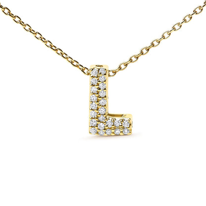 10K Yellow Gold Diamond Accent "A-Z" Initial Bubble Pendant Necklace