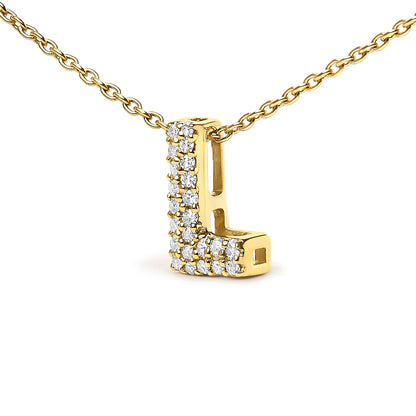 10K Yellow Gold Diamond Accent "A-Z" Initial Bubble Pendant Necklace