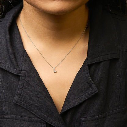 10K Yellow Gold Diamond Accent "A-Z" Initial Bubble Pendant Necklace