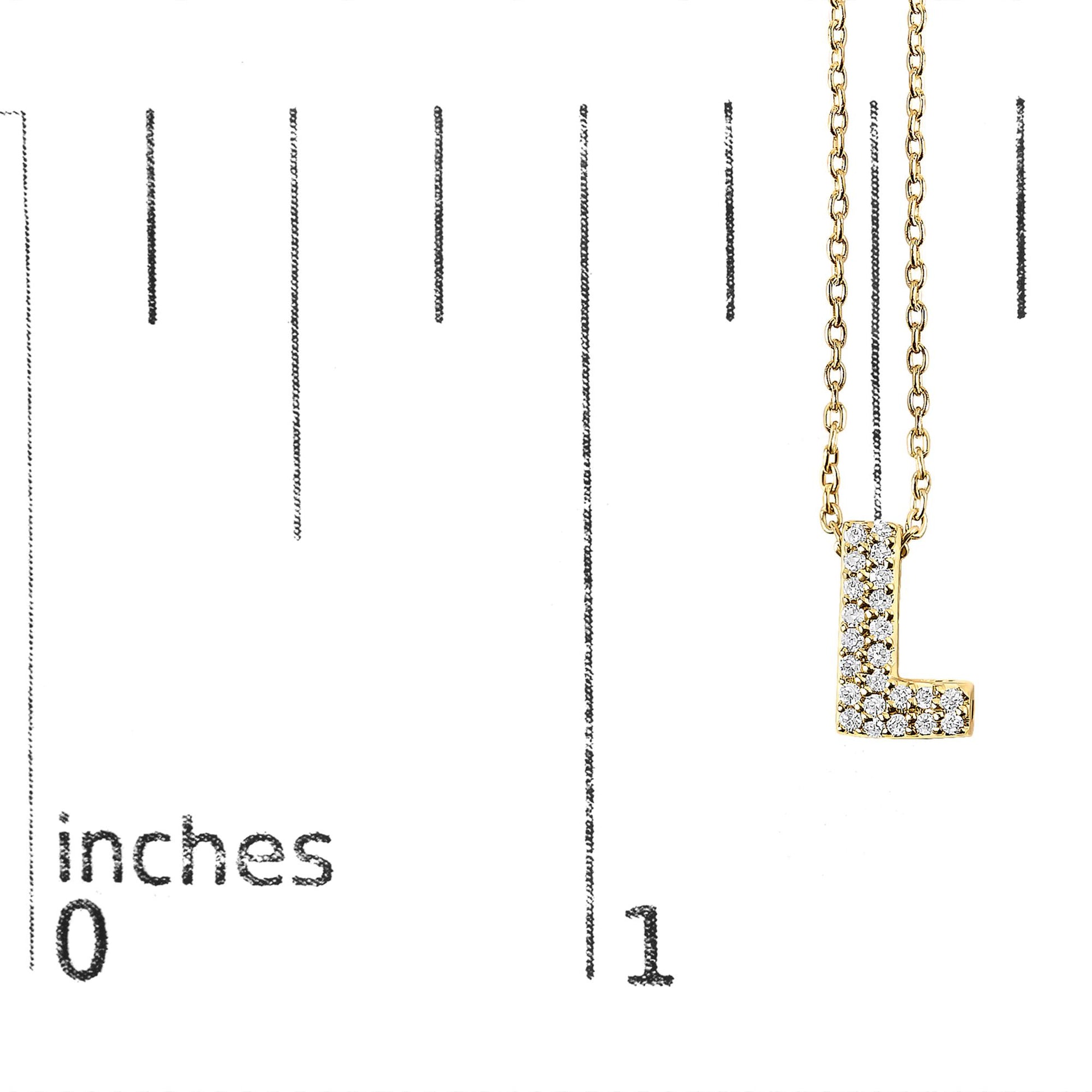 10K Yellow Gold Diamond Accent "A-Z" Initial Bubble Pendant Necklace