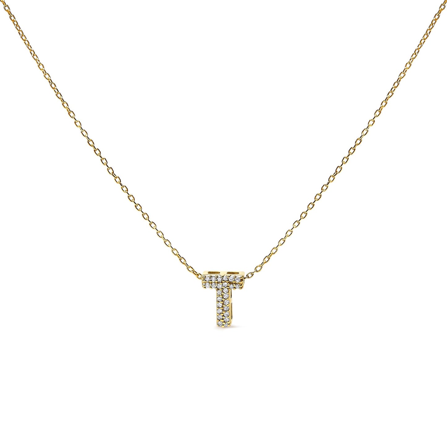 10K Yellow Gold Diamond Accent "A-Z" Initial Bubble Pendant Necklace