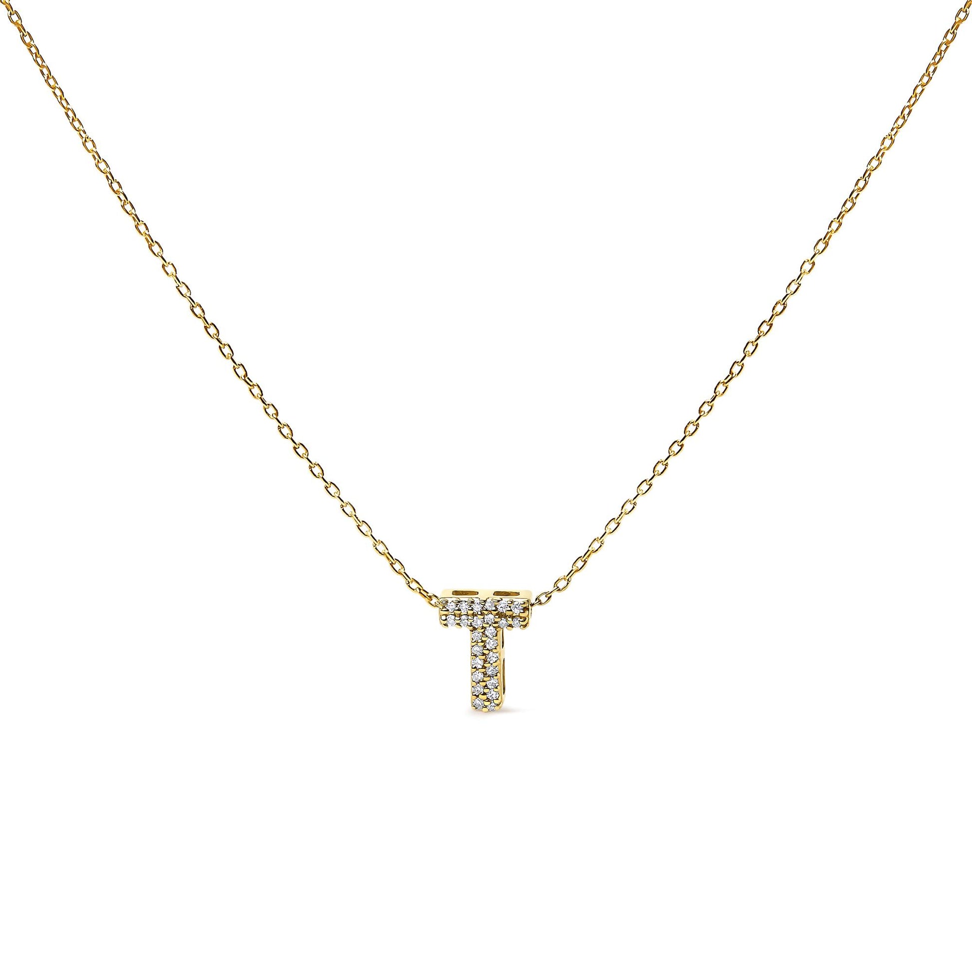 10K Yellow Gold Diamond Accent "A-Z" Initial Bubble Pendant Necklace
