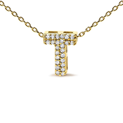 10K Yellow Gold Diamond Accent "A-Z" Initial Bubble Pendant Necklace