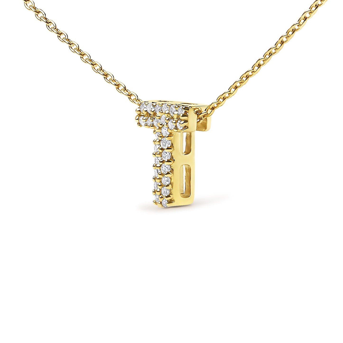 10K Yellow Gold Diamond Accent "A-Z" Initial Bubble Pendant Necklace
