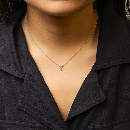 10K Yellow Gold Diamond Accent "A-Z" Initial Bubble Pendant Necklace