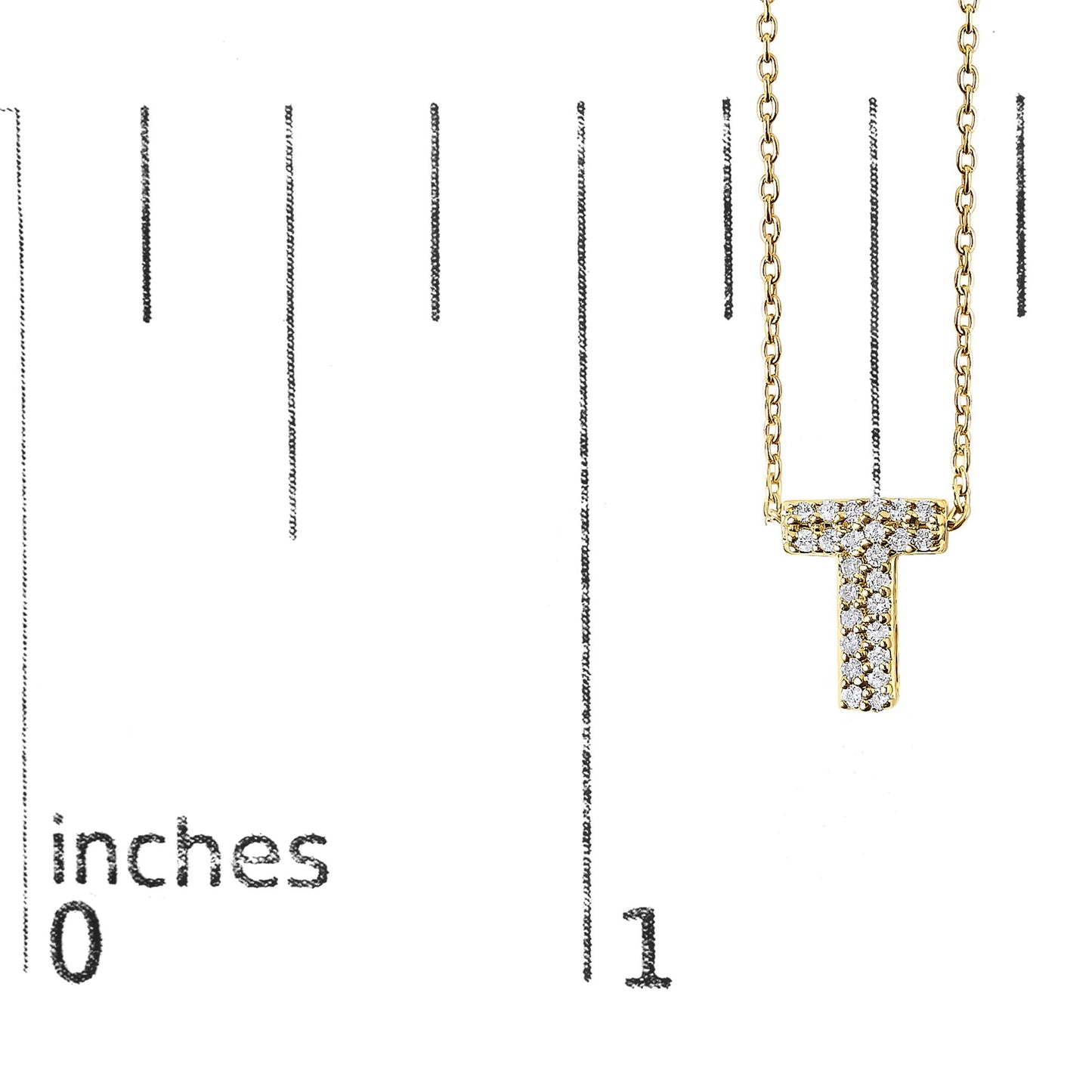 10K Yellow Gold Diamond Accent "A-Z" Initial Bubble Pendant Necklace