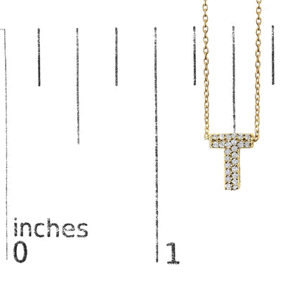 10K Yellow Gold Diamond Accent "A-Z" Initial Bubble Pendant Necklace