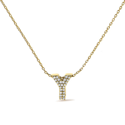 10K Yellow Gold Diamond Accent "A-Z" Initial Bubble Pendant Necklace
