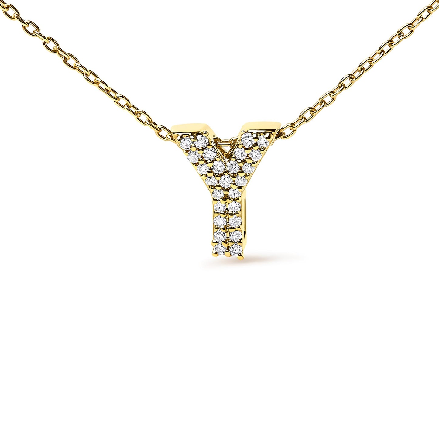 10K Yellow Gold Diamond Accent "A-Z" Initial Bubble Pendant Necklace