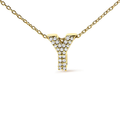 10K Yellow Gold Diamond Accent "A-Z" Initial Bubble Pendant Necklace