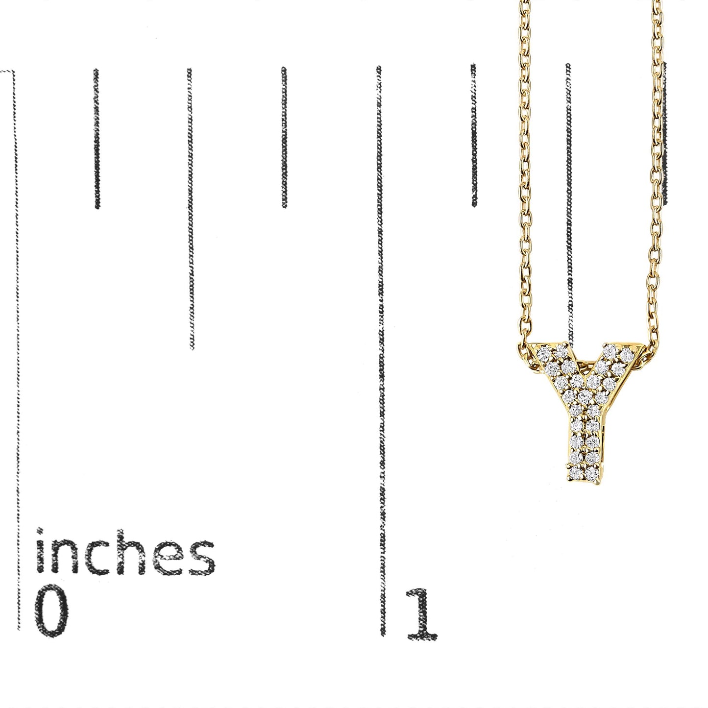10K Yellow Gold Diamond Accent "A-Z" Initial Bubble Pendant Necklace