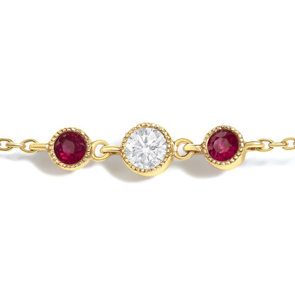 14K Yellow Gold Ruby and 1/2 Cttw Diamond Station Necklace
