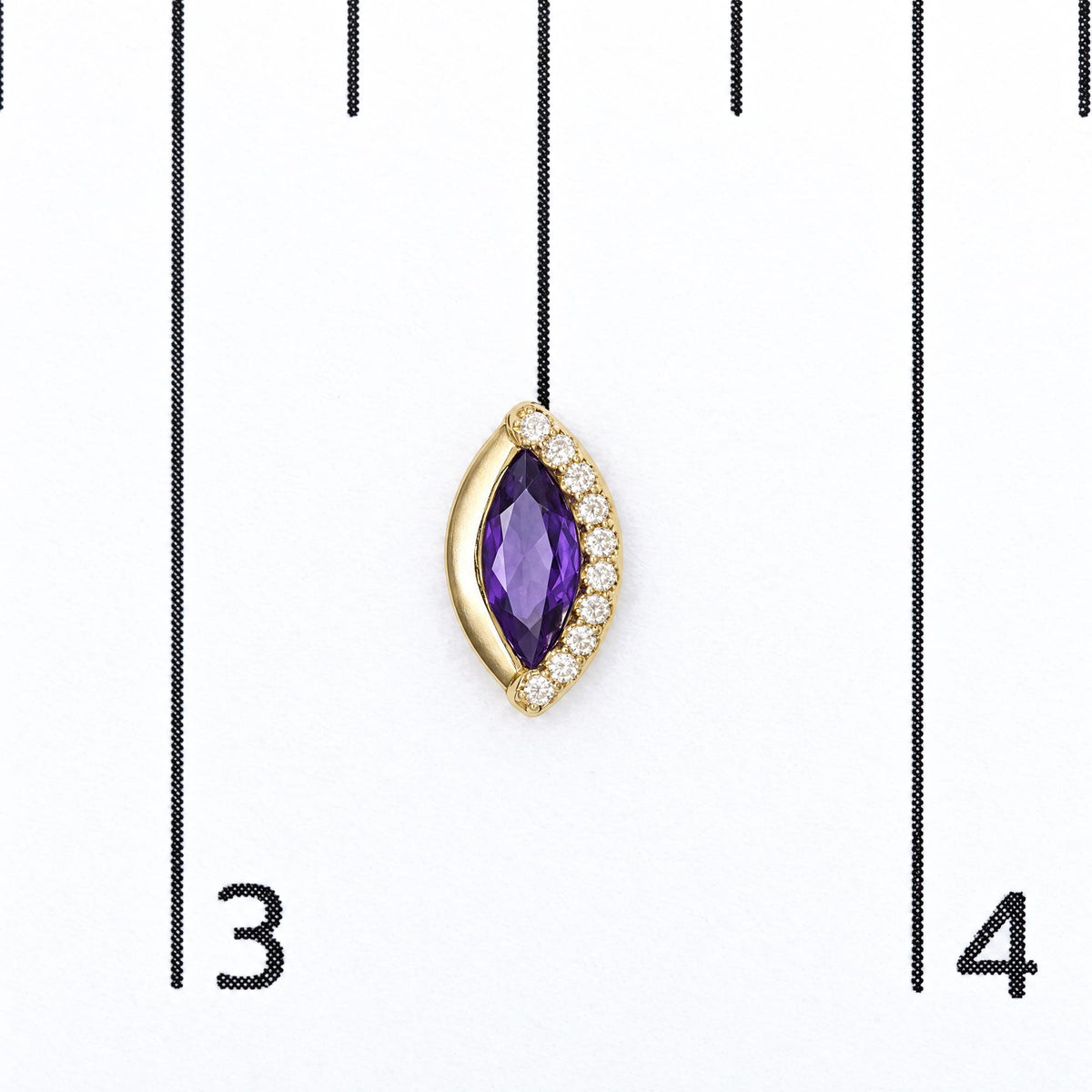 10K Yellow Gold 1/10 Cttw Diamond and Marquise Amethyst Half-Halo Stud Earrings
