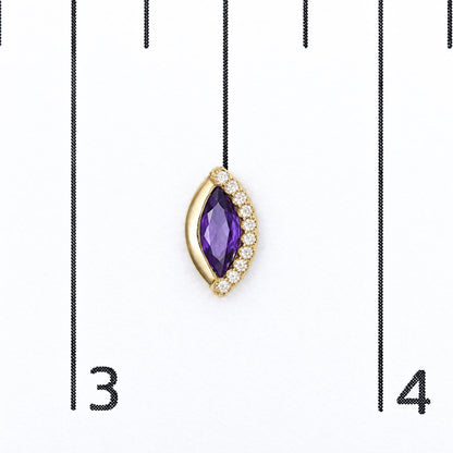 10K Yellow Gold 1/10 Cttw Diamond and Marquise Amethyst Half-Halo Stud Earrings