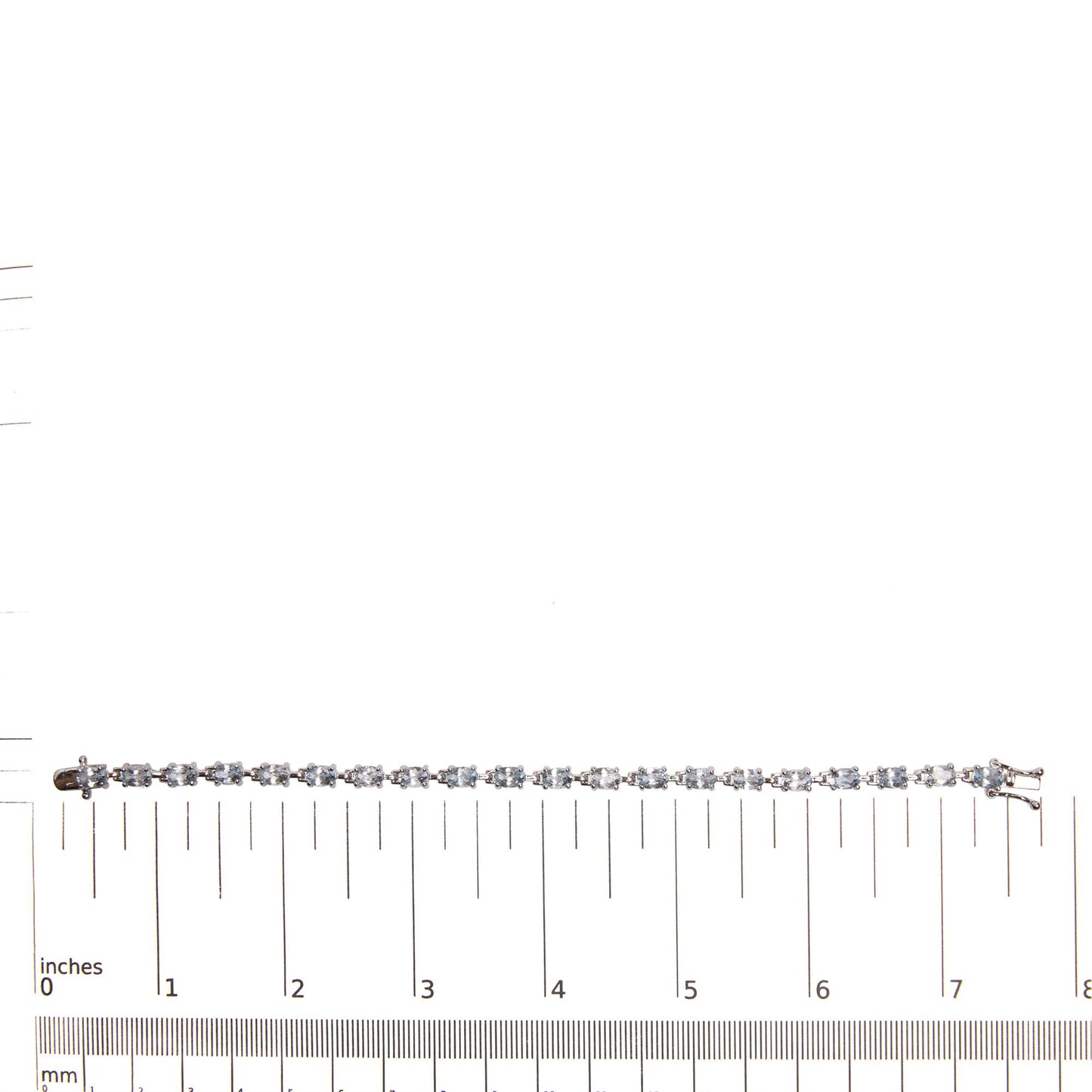 .925 Sterling Silver 11.0 Cttw Oval Shaped Created Light Blue Topaz Link Bracelet - 7 inch