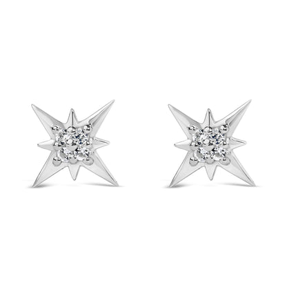 Sterling Silver Lab Created White Sapphire Starburst Stud Earrings