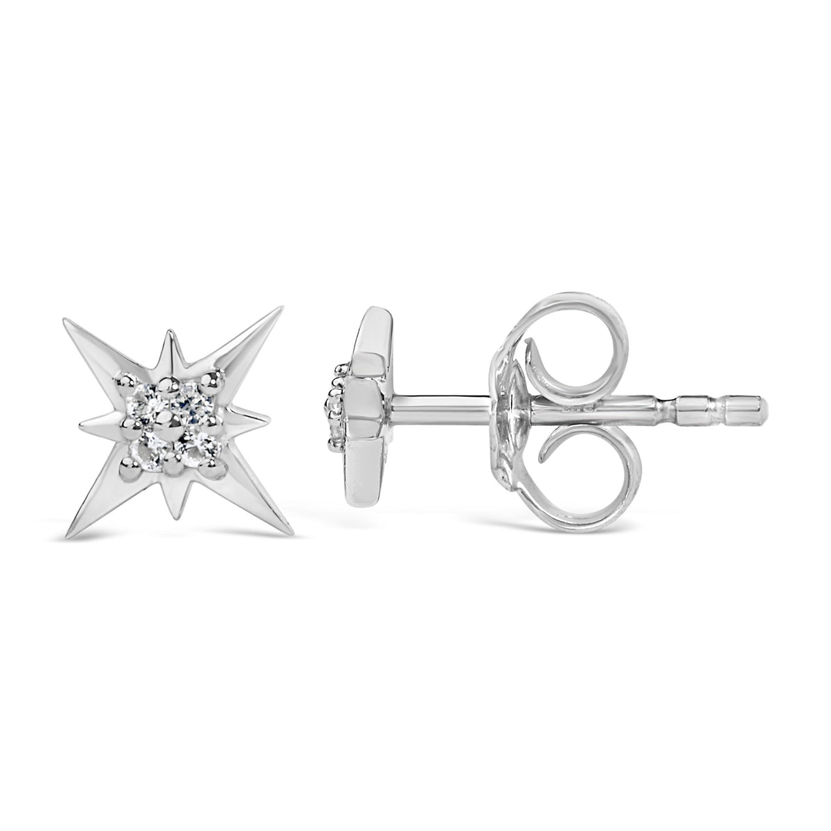 Sterling Silver Lab Created White Sapphire Starburst Stud Earrings