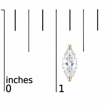 14K Gold Lab Grown Marquise Diamond Solitaire Stud Earrings