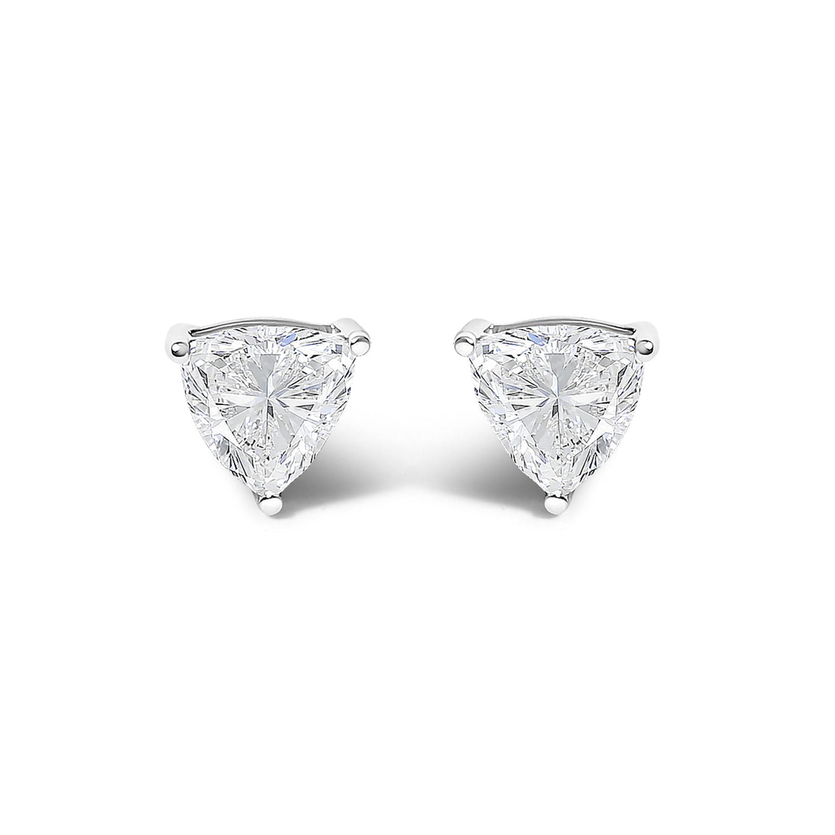 14K Gold Lab Grown Trillion Cut Solitaire Diamond Stud Earrings