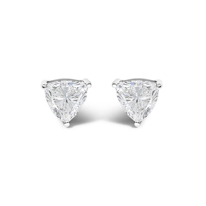 14K Gold Lab Grown Trillion Cut Solitaire Diamond Stud Earrings