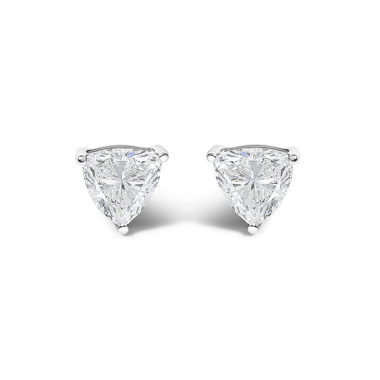 14K Gold Lab Grown Trillion Cut Solitaire Diamond Stud Earrings